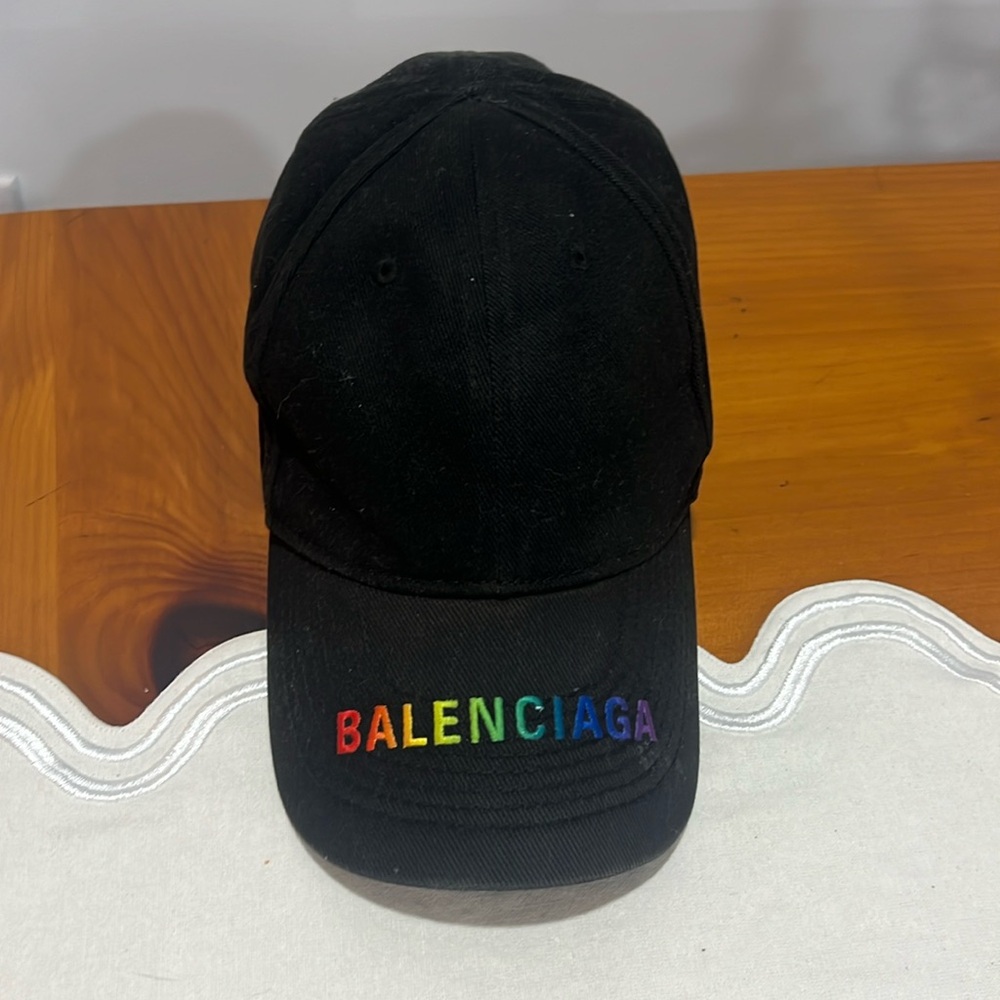 Balenciaga black cap with rainbow logo - good condition